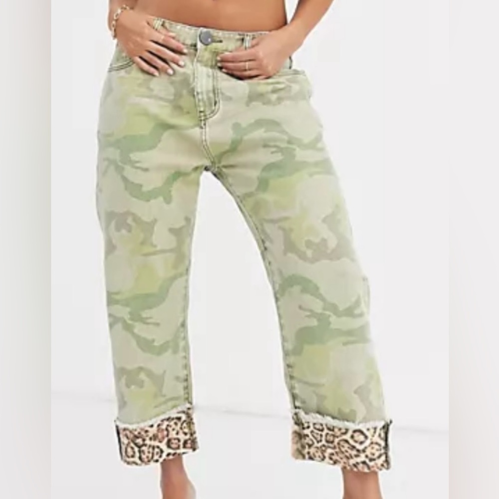 One Teaspoon Safari Bandits camo/leopard cropped jeans Size 24